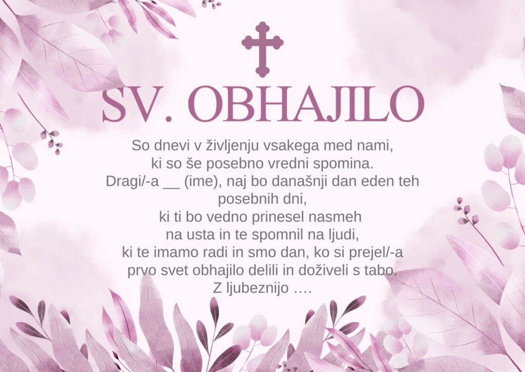 verz za prvo sveto obhajilo