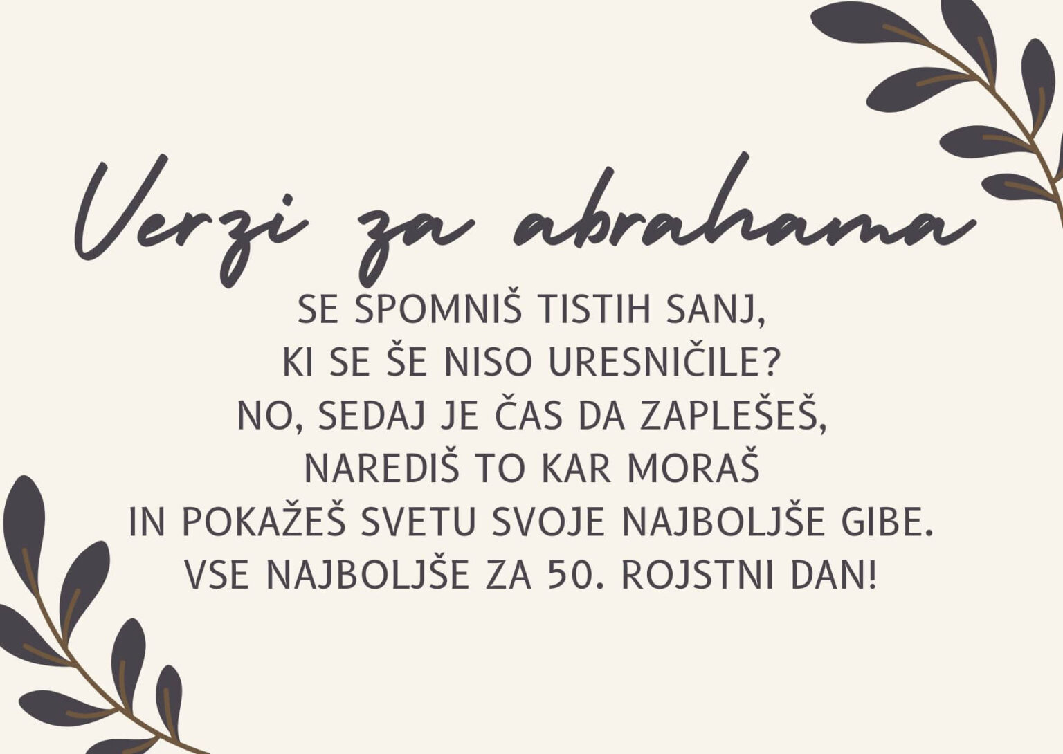 Najlepši verzi za abrahama (50 let) - odljudi.si